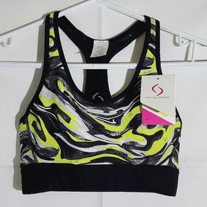 NEW Moving Comfort Neon Yellow & Grey Tie-Dye Racerback Sports Bra - Size XSmall